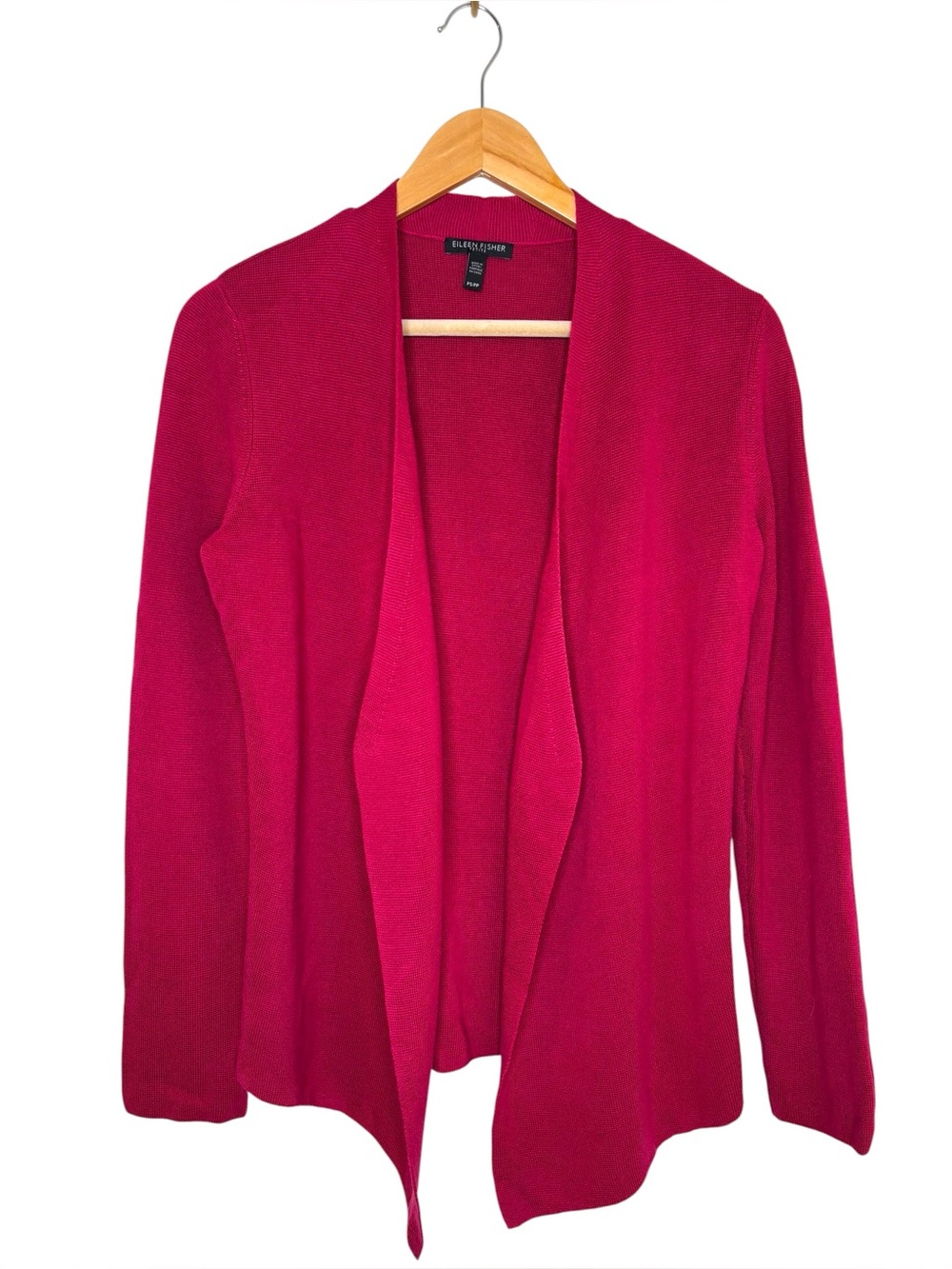 Eileen Fisher cardigan pinkish red open front size small petite